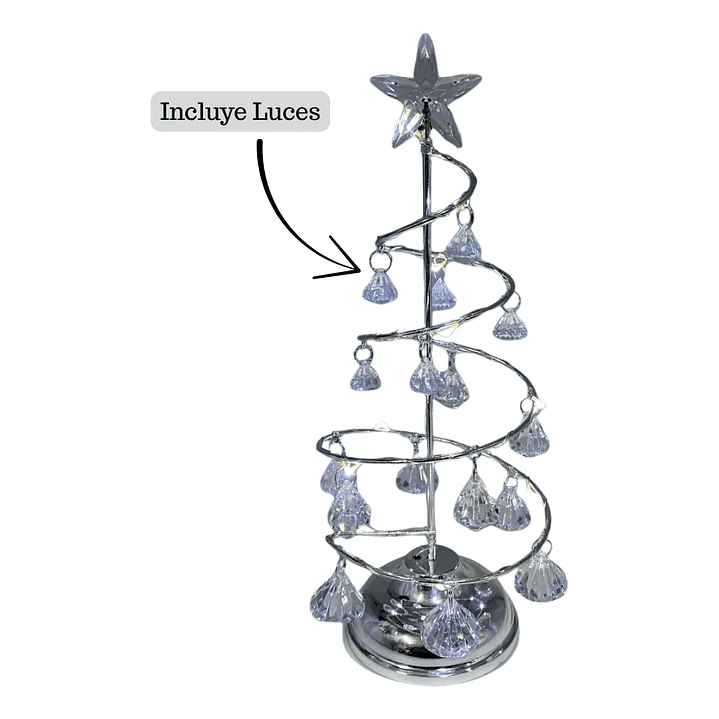 Árbol Navidad Led 27 Cm Metal Tradicional Con Adornos 3