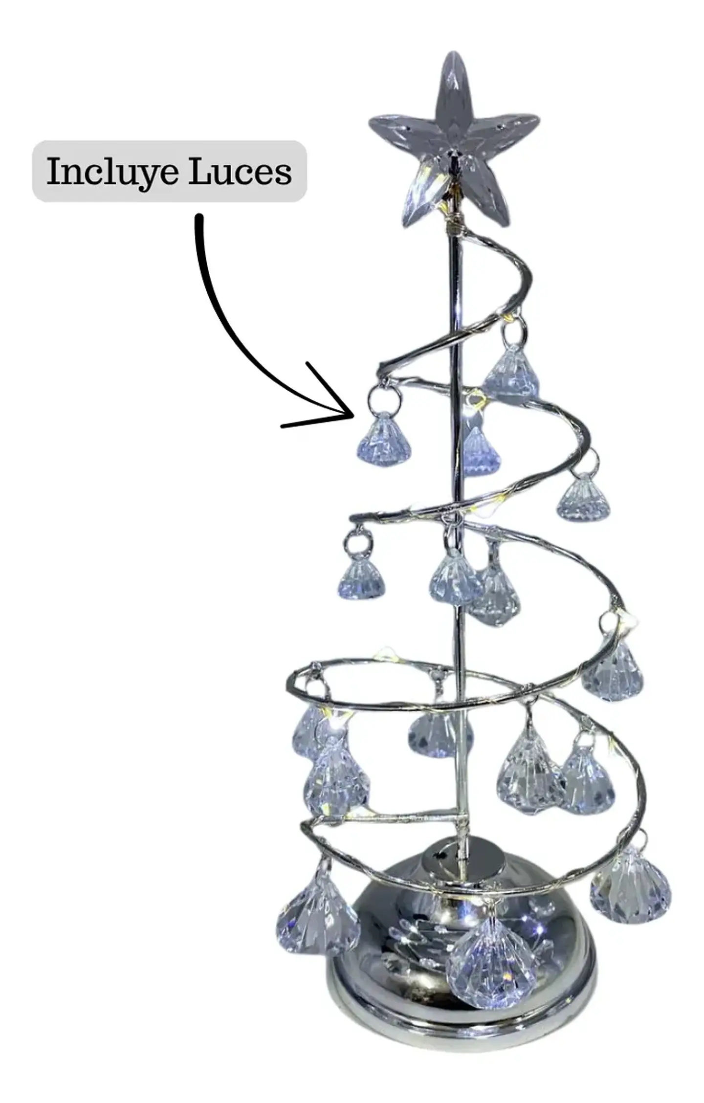 Árbol Navidad Led 27 Cm Metal Tradicional Con Adornos 3