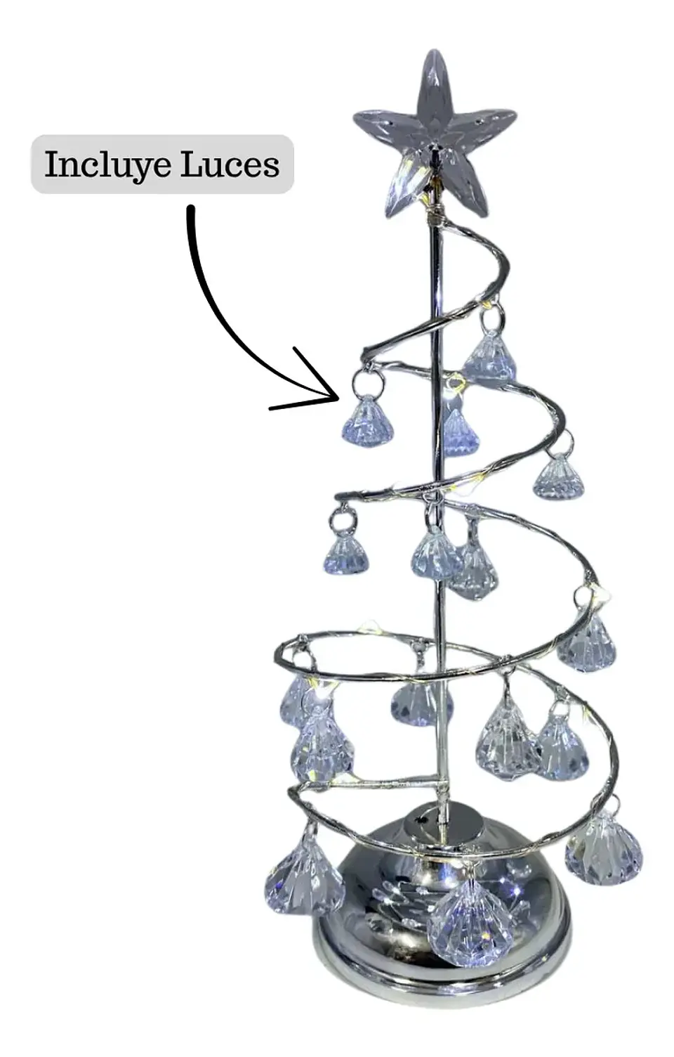 Árbol Navidad Led 27 Cm Metal Tradicional Con Adornos 3