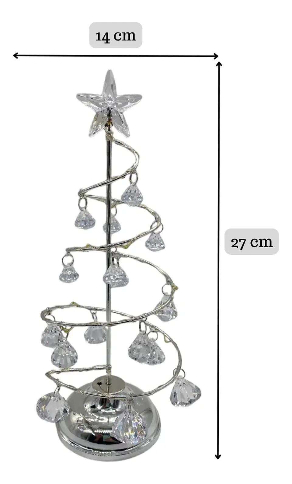 Árbol Navidad Led 27 Cm Metal Tradicional Con Adornos 4