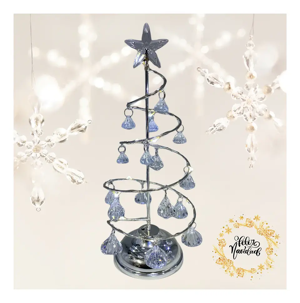 Árbol Navidad Led 27 Cm Metal Tradicional Con Adornos 6
