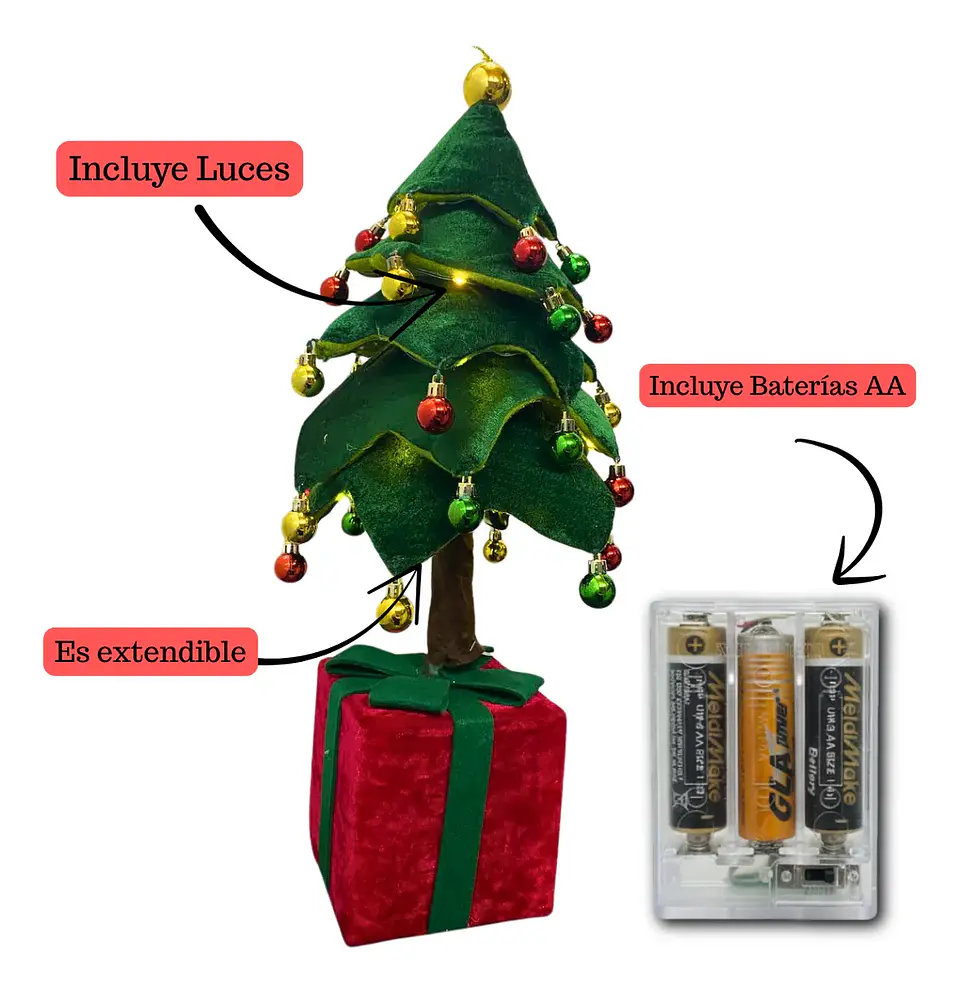 Mini Árbol De Navidad Pino Pequeño Con Base De Madera Decor 2