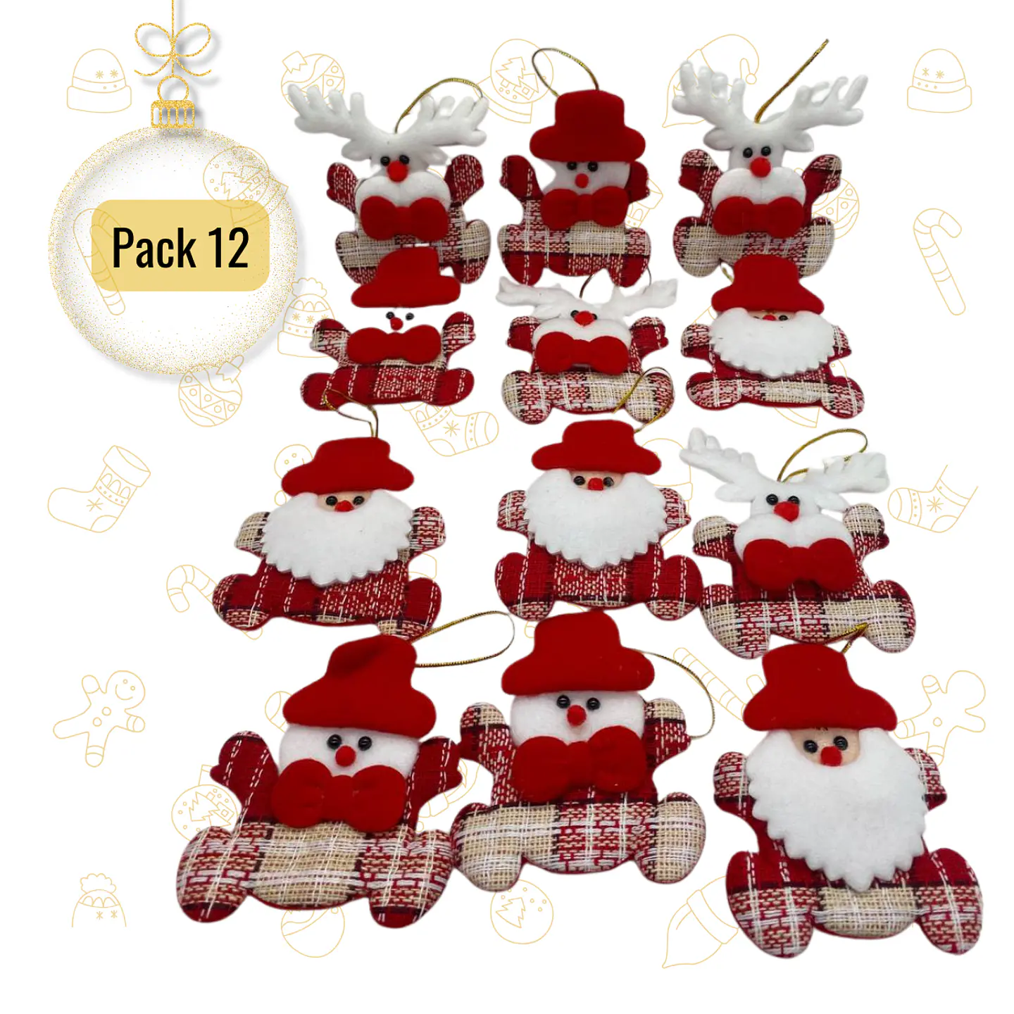 Adornos Surtidos Para Árbol De Navidad Decoración X12 UNI 1