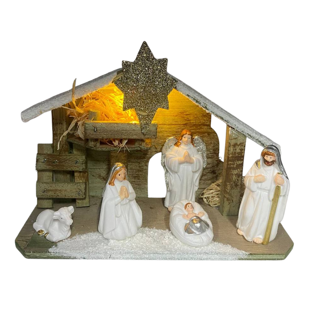 Pesebre De Navidad Nacimiento Chico Madera Adorno De Mesa 1