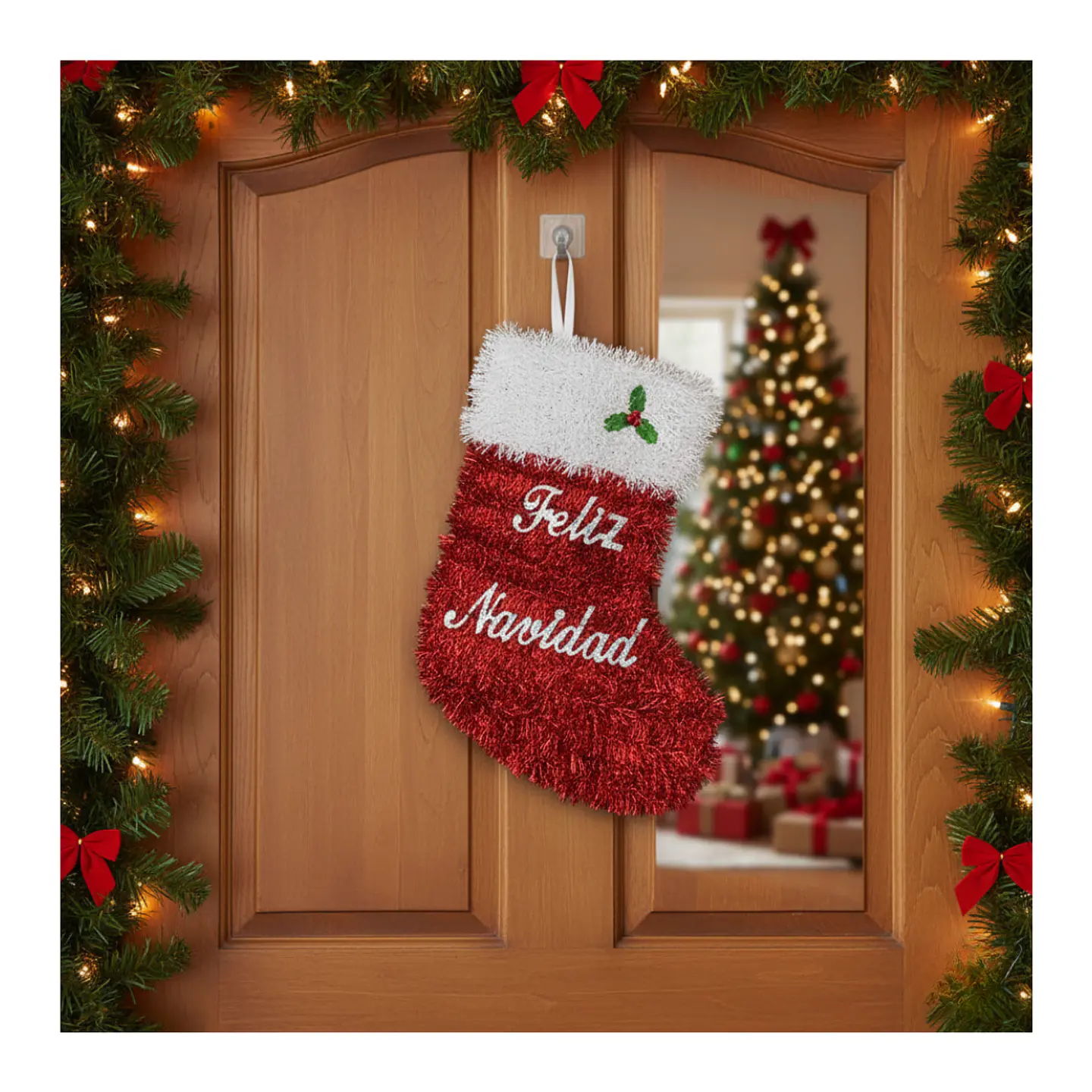 Pack 3 Colgante Botas Adorno Para Puerta De Navidad Hogar 3
