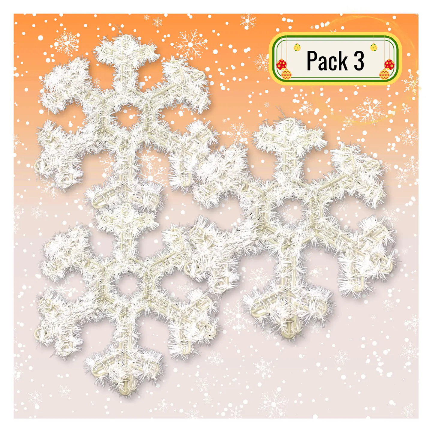 Pack 3 Colgante Copos De Nieve Adorno Para Puerta De Navidad 3
