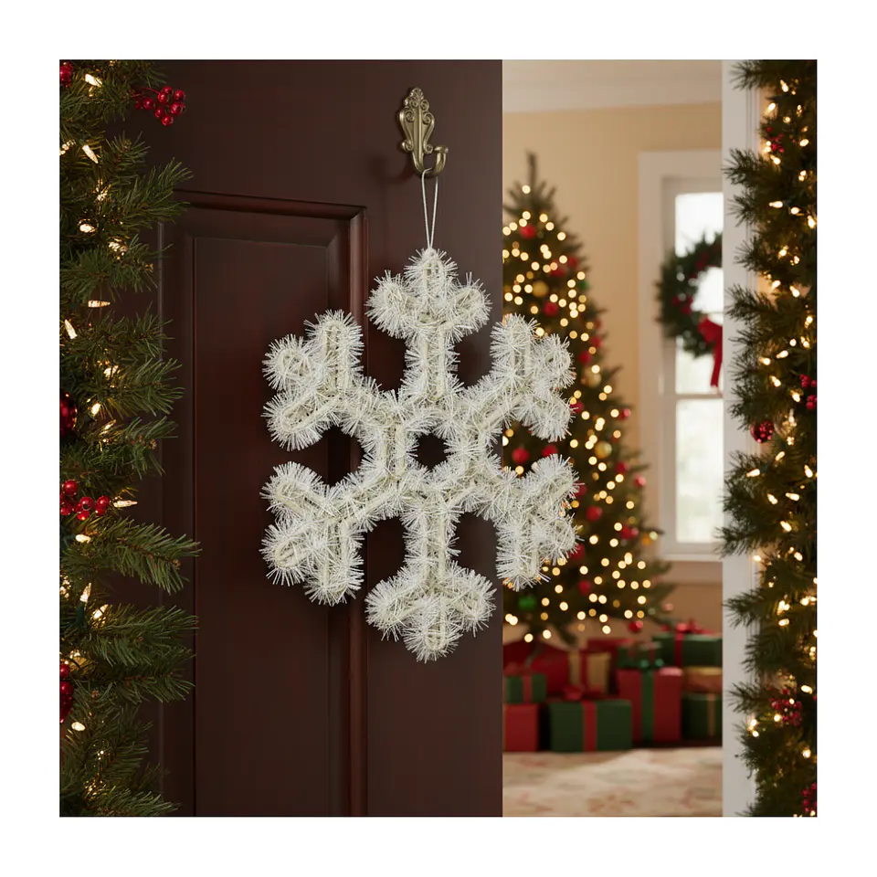 Pack 6 Colgante Copos De Nieve Adorno Para Puerta De Navidad 3
