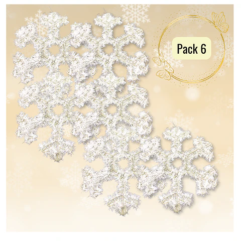 Pack 6 Colgante Copos De Nieve Adorno Para Puerta De Navidad