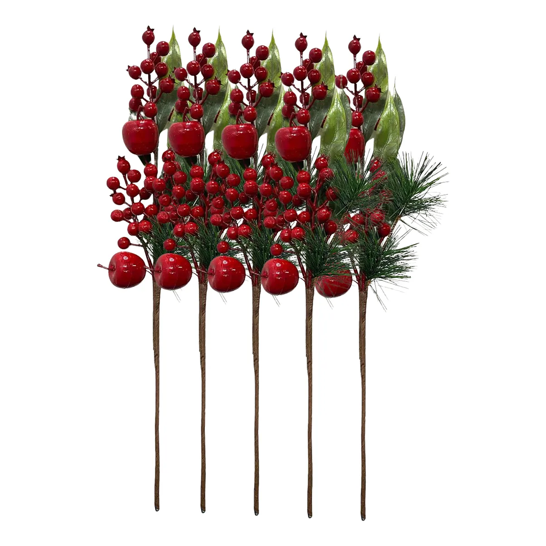 Bayas Ramas Flores Artificiales Acebo Tallos Navidad X 5 Uni 1