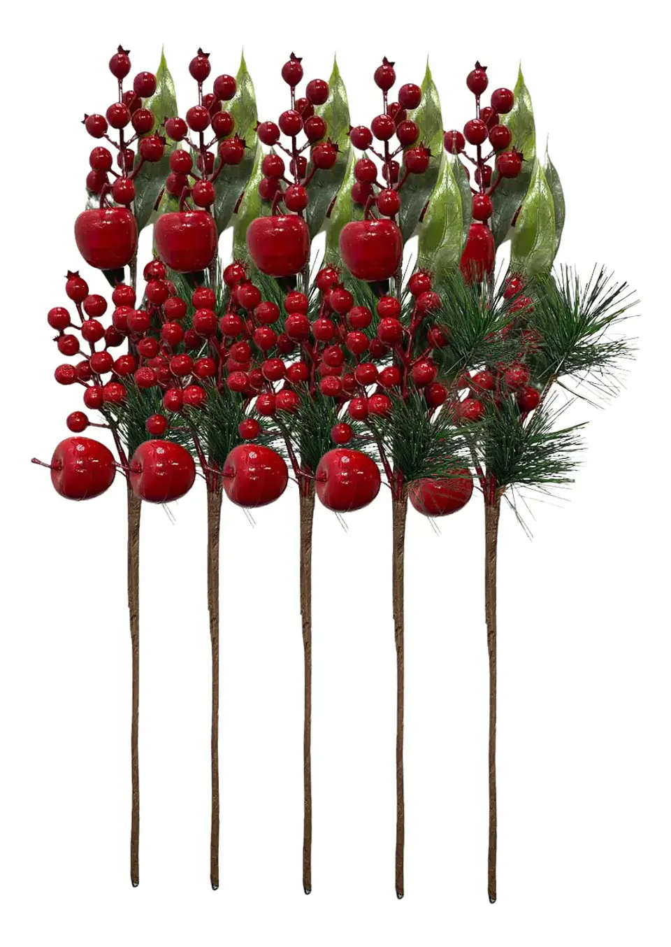 Bayas Ramas Flores Artificiales Acebo Tallos Navidad X 5 Uni 1