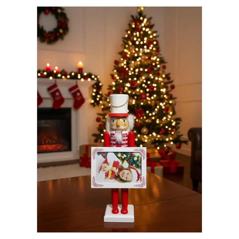 Cascanueces Soldado Navidad Con Porta Retrato Decoración 1