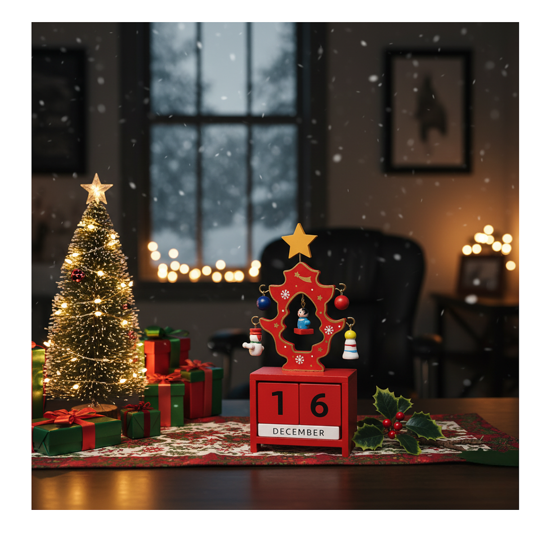 Calendario Perpetuo Navidad De Madera Decorativo Árbol 1