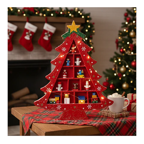 Árbol Navideño De Madera Escritorio Mini Arbolito De Navidad