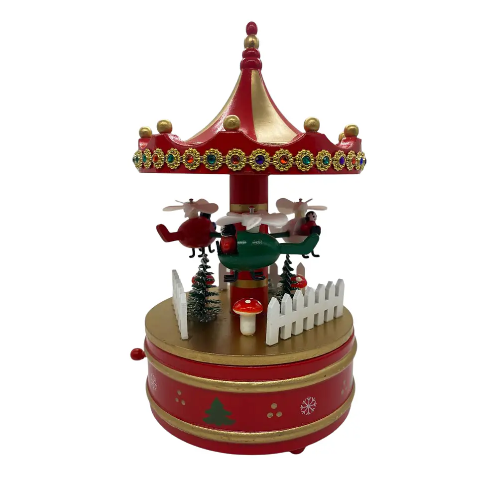 Carrusel Navideño En Movimiento Con Música A Cuerda Navidad Multicolor 3