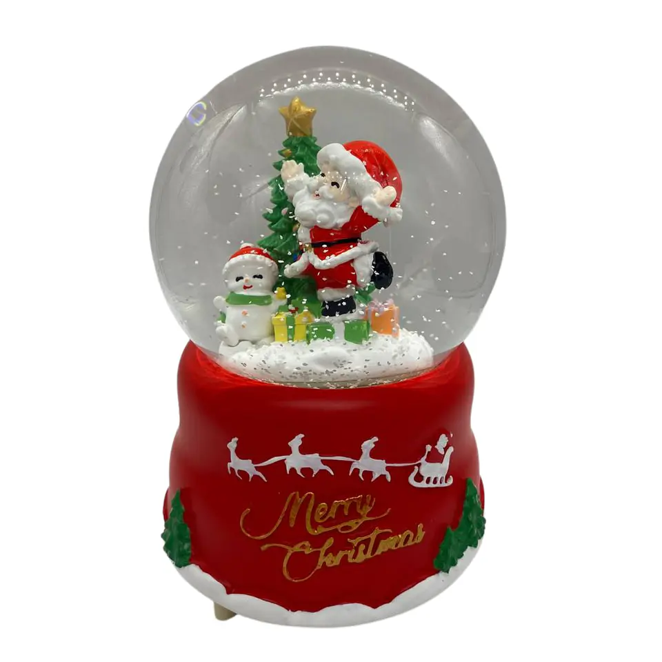 Esfera Bola De Nieve Con Luces Y Sonido Viejo Pascuero Rojo Viejito Pascuero 1