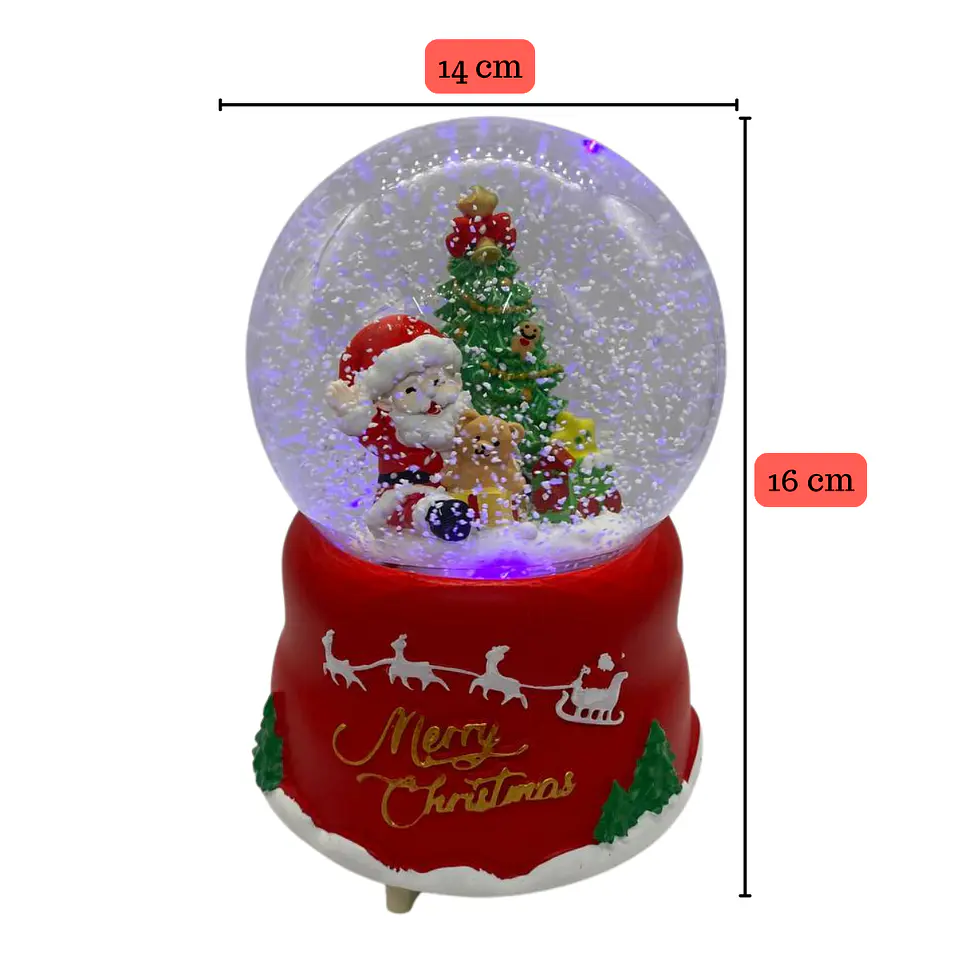 Esfera Bola De Nieve Con Luces Y Sonido Viejo Pascuero Rojo Viejito Pascuero 2