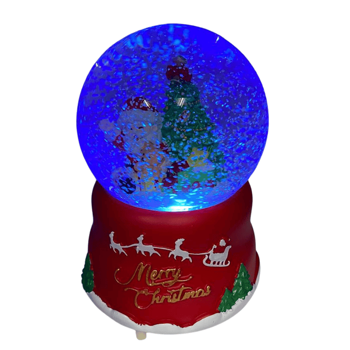 Esfera Bola De Nieve Con Luces Y Sonido Viejo Pascuero Rojo Viejito Pascuero 4
