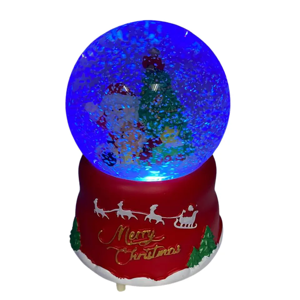 Esfera Bola De Nieve Con Luces Y Sonido Viejo Pascuero Rojo Viejito Pascuero 4