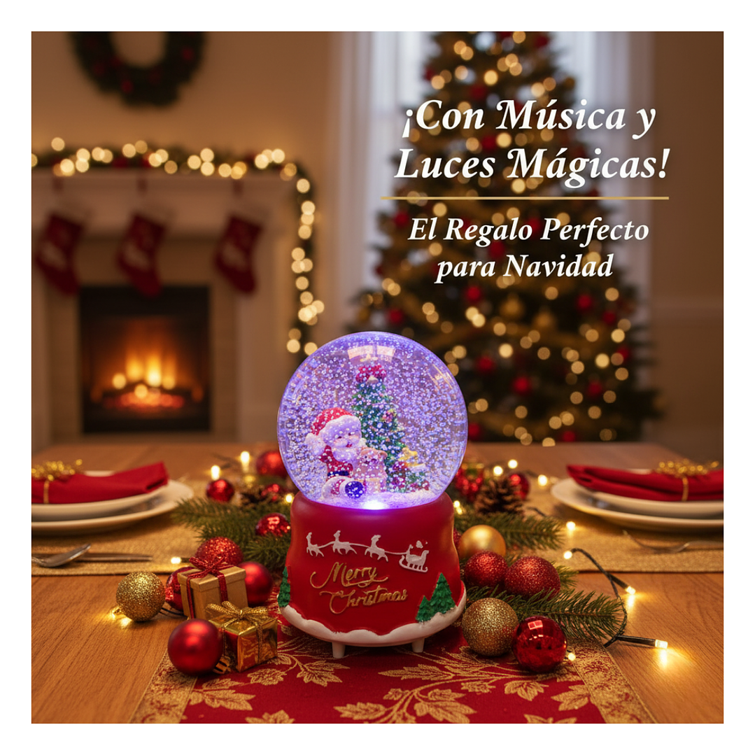Esfera Bola De Nieve Con Luces Y Sonido Viejo Pascuero Rojo Viejito Pascuero 5