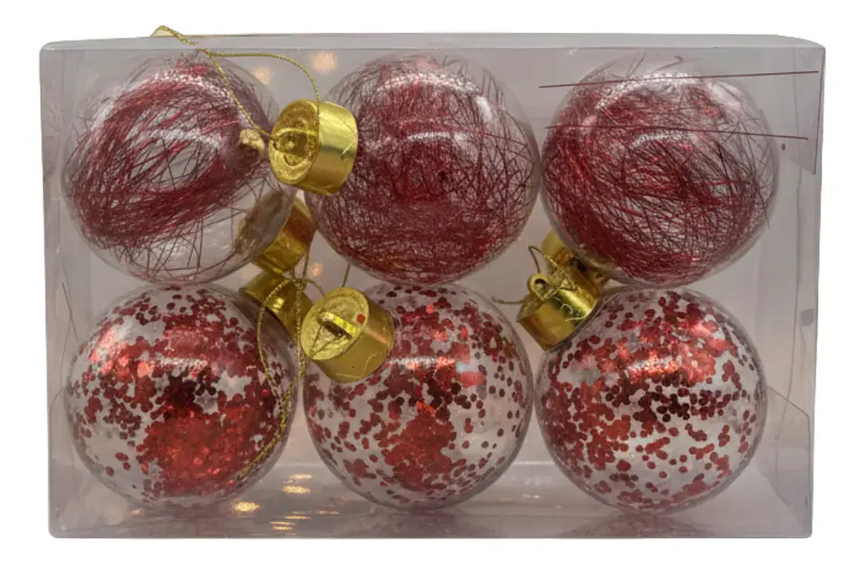 Pack 6 Esferas Navideñas Colgantes 8 Cm Decoración Navidad 4