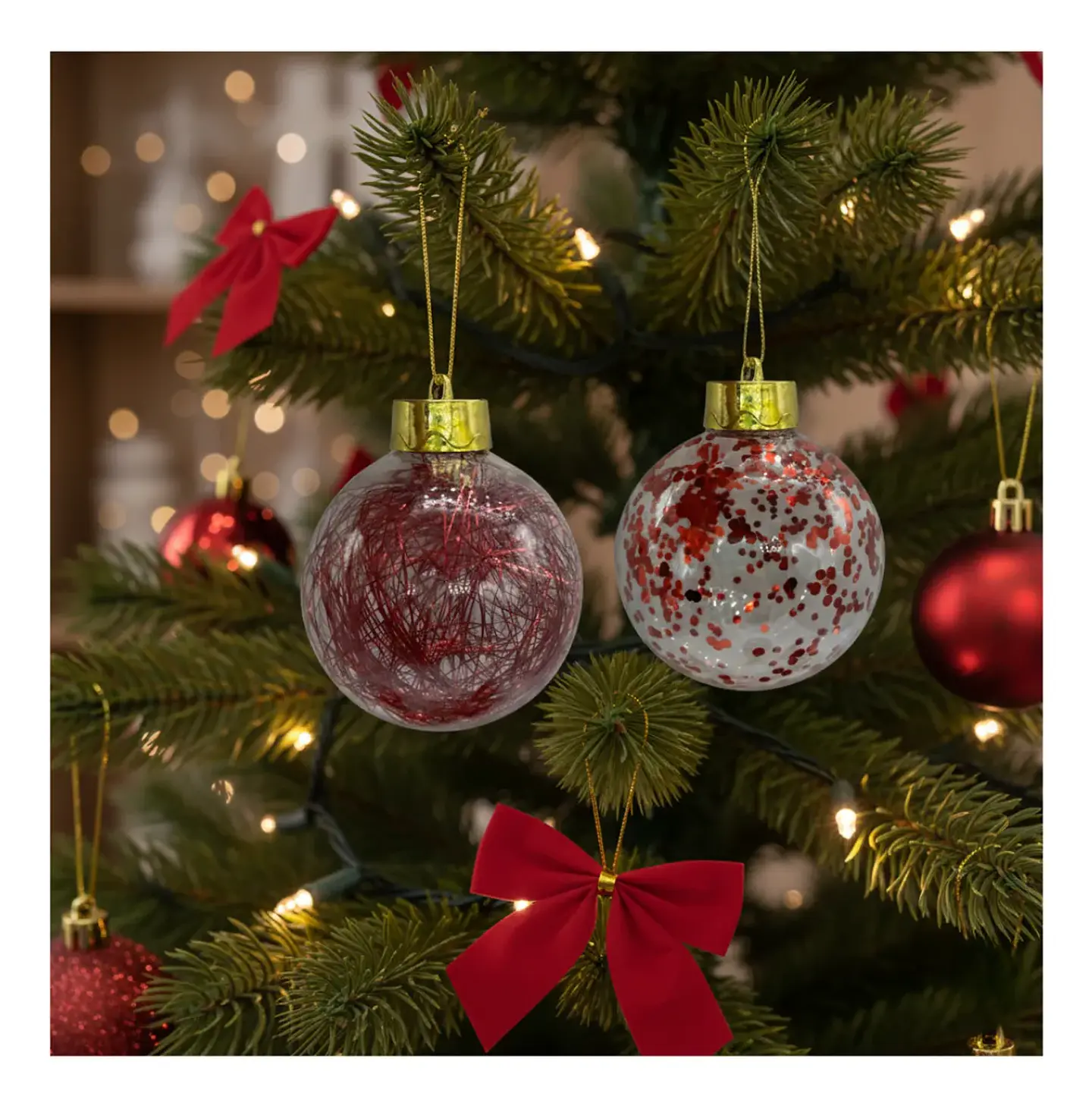 Pack 6 Esferas Navideñas Colgantes 8 Cm Decoración Navidad 2