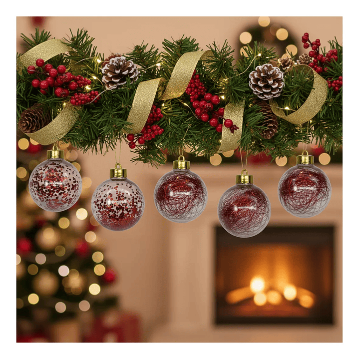 Pack 6 Esferas Navideñas Colgantes 8 Cm Decoración Navidad 1
