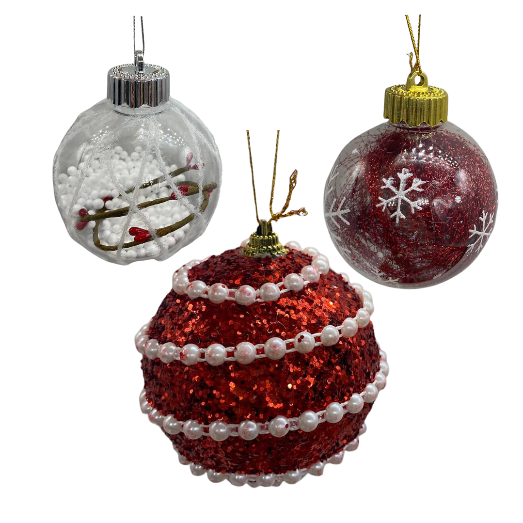 Set 9 Esferas Navideñas Bambalinas Decoracion Navidad 8cm 2