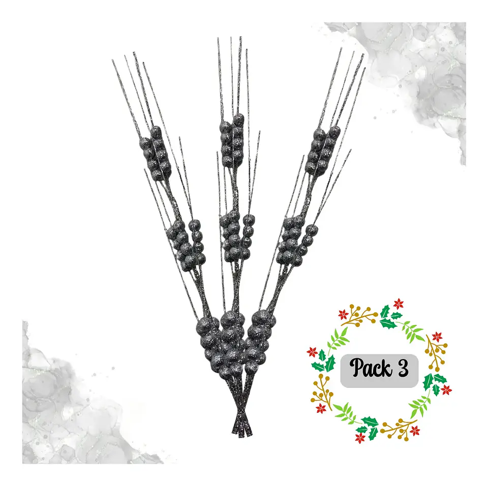 Ramas Navidad Bayas Acebo 3 Unid 65 Cm Alargadas 9