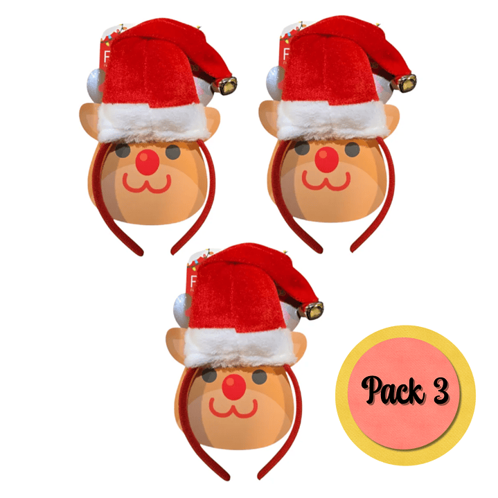 Gorro Cintillo De Viejo Pascuero Navidad X3 Unidades 1