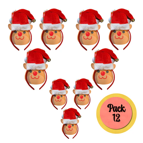 Gorro Cintillo De Viejo Pascuero  Accesorio Navidad x12 Uni