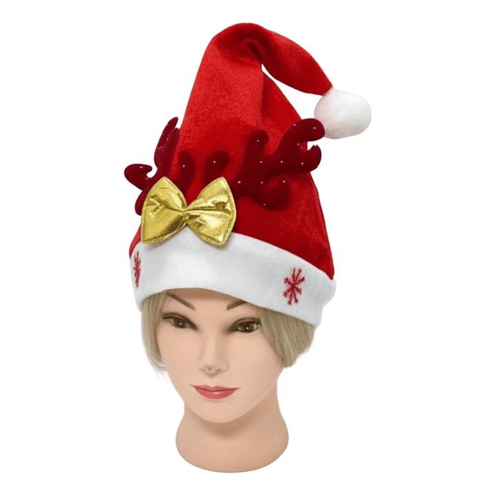 Gorro Navidad Reno Terciopelo 1u Accesorio Fiesta 1