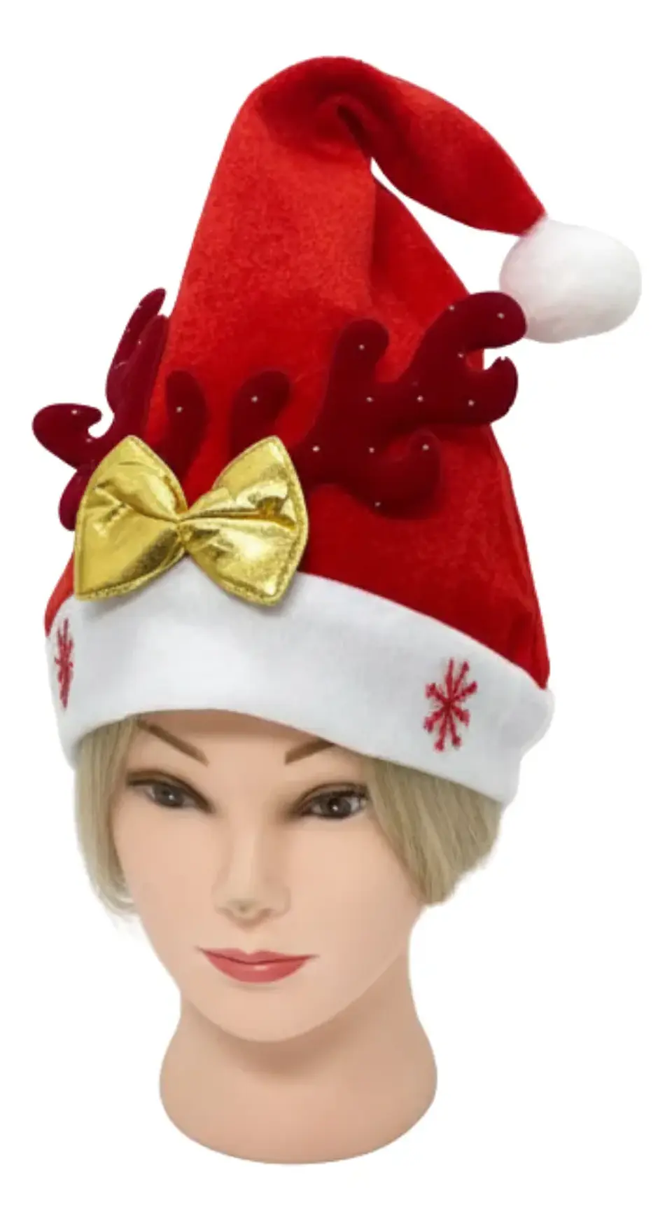 Gorro Navidad Reno Terciopelo 1u Accesorio Fiesta 1