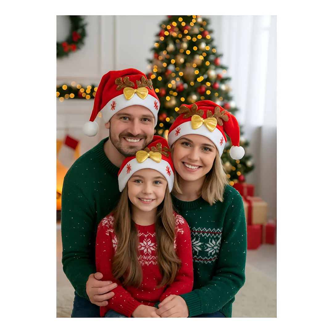 Pack 3 Gorros De Navidad Viejo Pascuero Reno Adorno Navideño 3