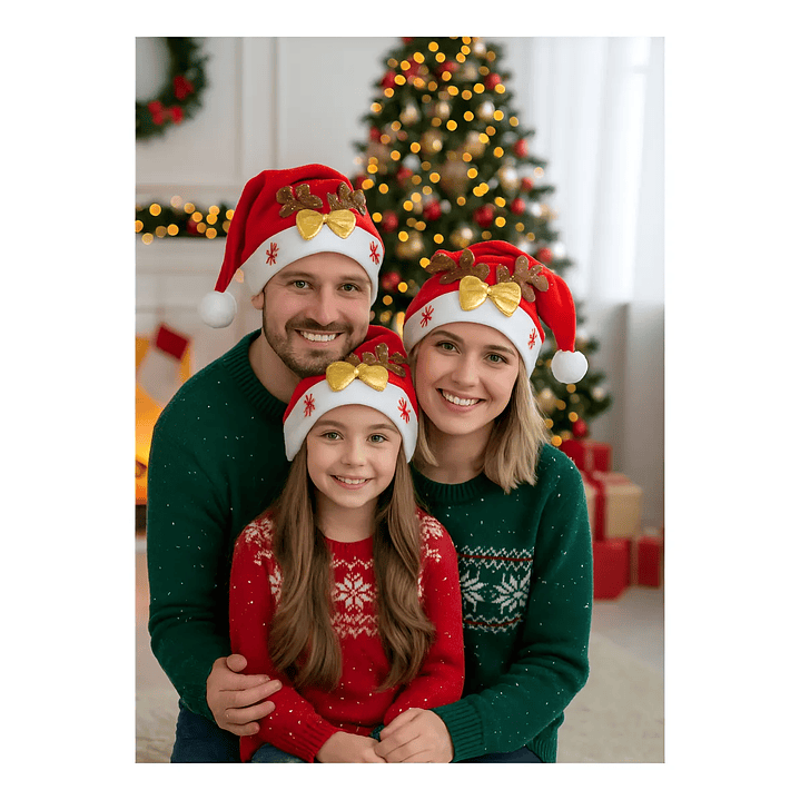 Pack 3 Gorros De Navidad Viejo Pascuero Reno Adorno Navideño 3