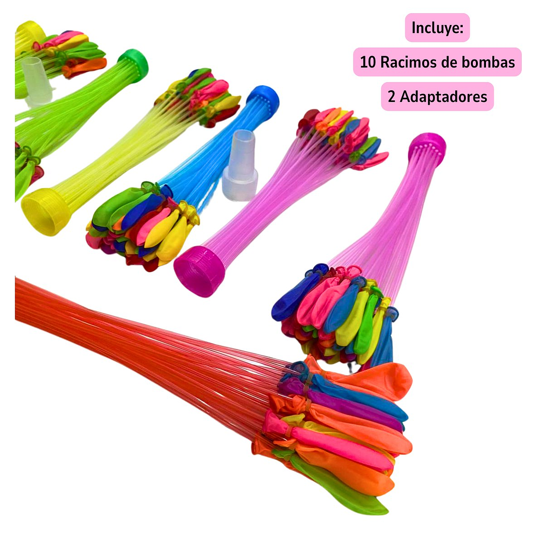 Set 10 Racimos De Bombitas De Agua + Adaptador Verano 2