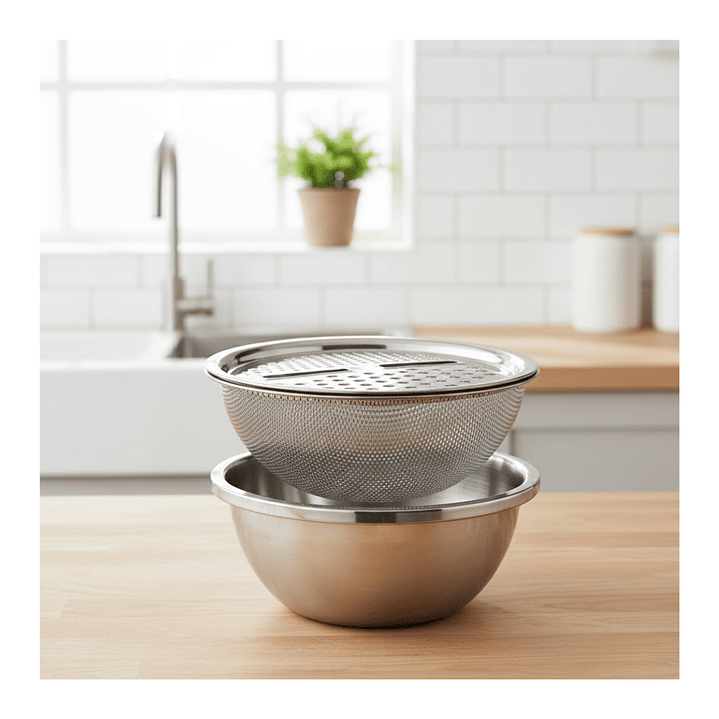 Set de 3 Piezas para Cocina Premium: Bowl, Colado y  Rallador Multifuncional 6