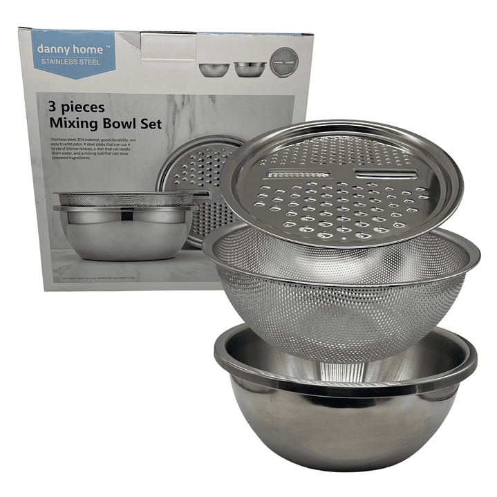 Set de 3 Piezas para Cocina Premium: Bowl, Colado y  Rallador Multifuncional 7