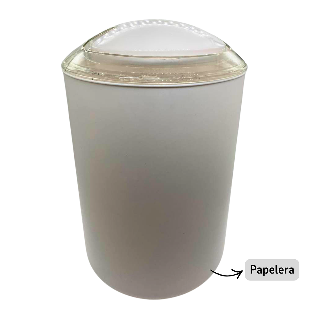 Juego de Accesorios para Baño 6 Piezas ABS Cromado Blanco + Cortina de Obsequio 5