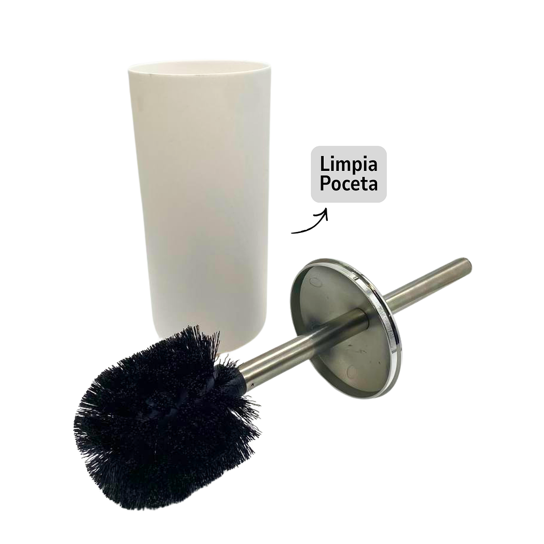 Juego de Accesorios para Baño 6 Piezas ABS Cromado Blanco + Cortina de Obsequio 7