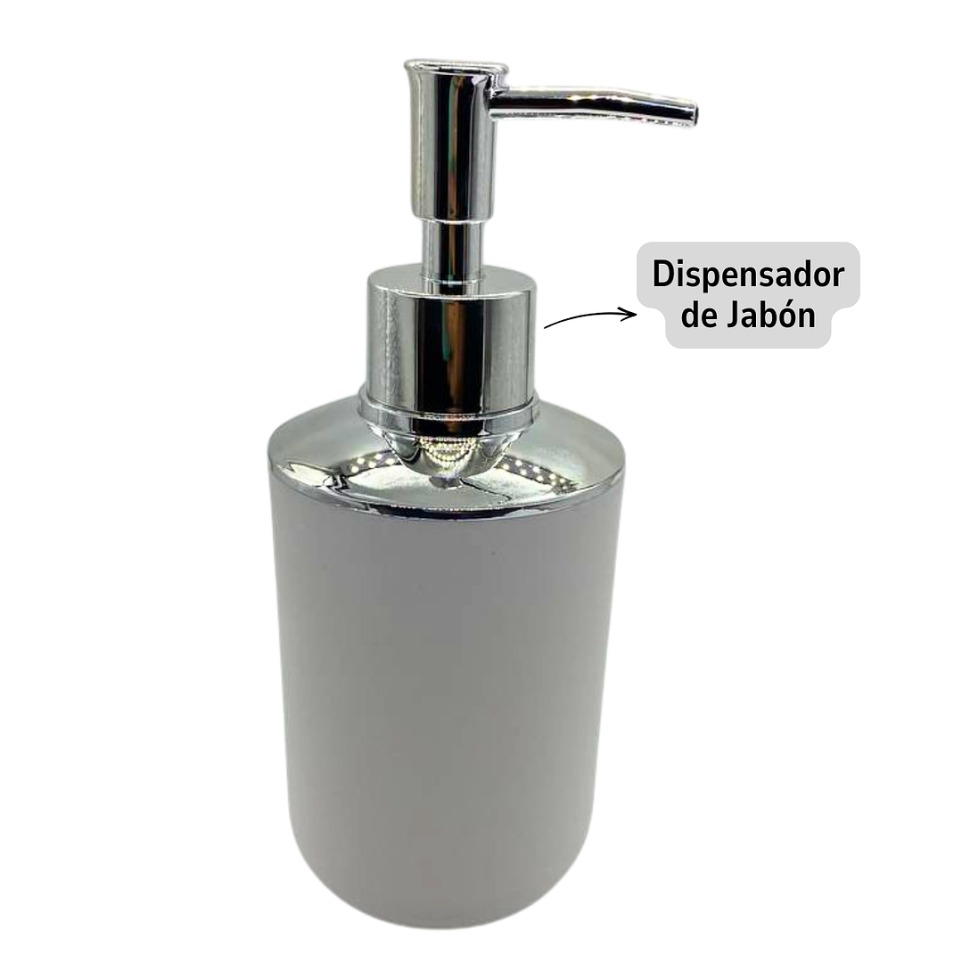 Juego de Accesorios para Baño 6 Piezas ABS Cromado Blanco + Cortina de Obsequio 8