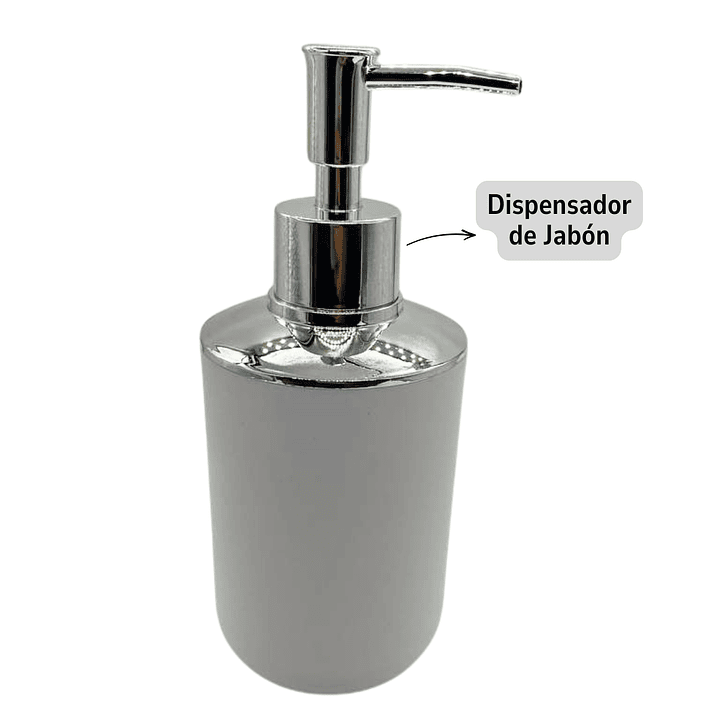 Juego de Accesorios para Baño 6 Piezas ABS Cromado Blanco + Cortina de Obsequio 8