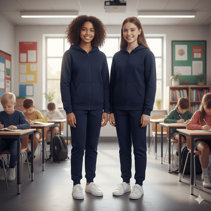 Pack 2 Buzo Completo Poleron Y Buzo Niño Escolar Azul Marino 10