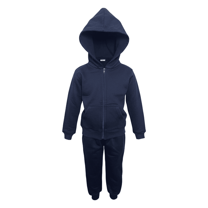 Pack 2 Buzo Completo Poleron Y Buzo Niño Escolar Azul Marino 9