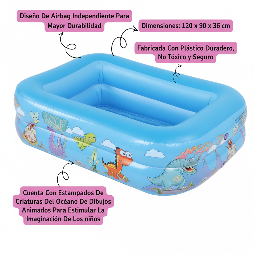 Piscina Inflable Rectangular Acolchada Pequeña Niños 3