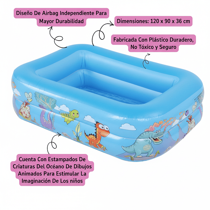 Piscina Inflable Rectangular Acolchada Pequeña Niños 3
