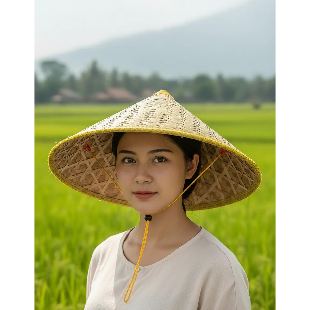 Sombrero Gorro tradicional Bambu Chino Artesanal Moda 1