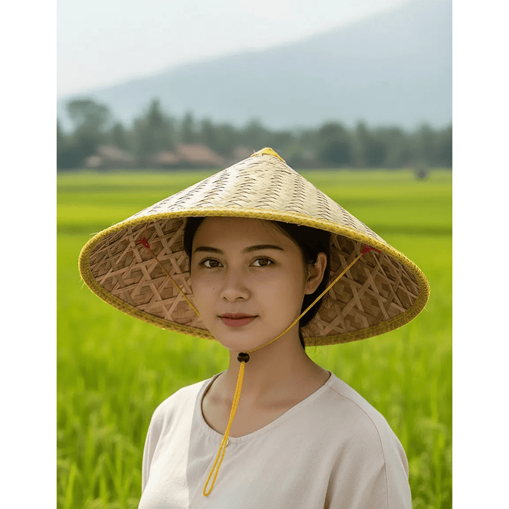 Sombrero Gorro tradicional Bambu Chino Artesanal Moda 1