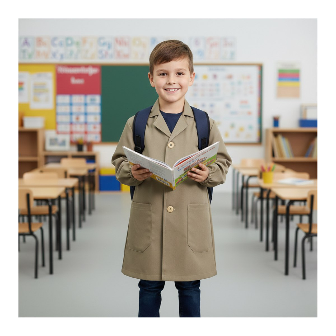 Delantal Escolar Párvulo Niño / Niña – Cotona Cuadrillé | Confección Nacional 1