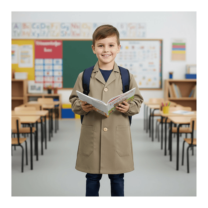 Delantal Escolar Párvulo Niño / Niña – Cotona Cuadrillé | Confección Nacional 1