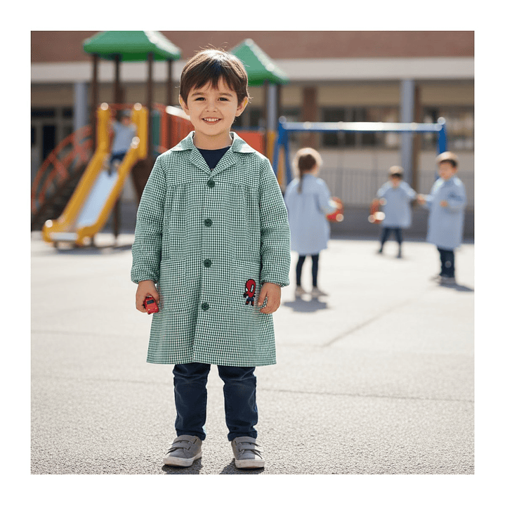 Delantal Escolar Párvulo Niño / Niña – Cotona Cuadrillé | Confección Nacional 22